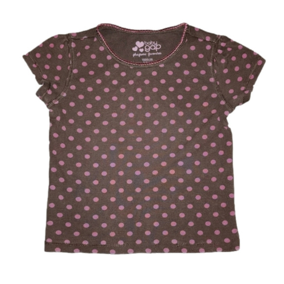 GAP Brown And Pink Polka Dot Short Sleeve Tee - Picture 1 of 2
